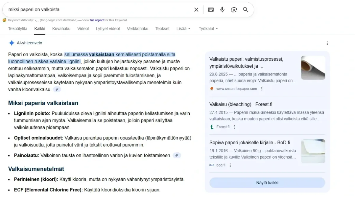Esimerkki tekoälyvastauksesta Esimerkki tekoälyvastauksesta